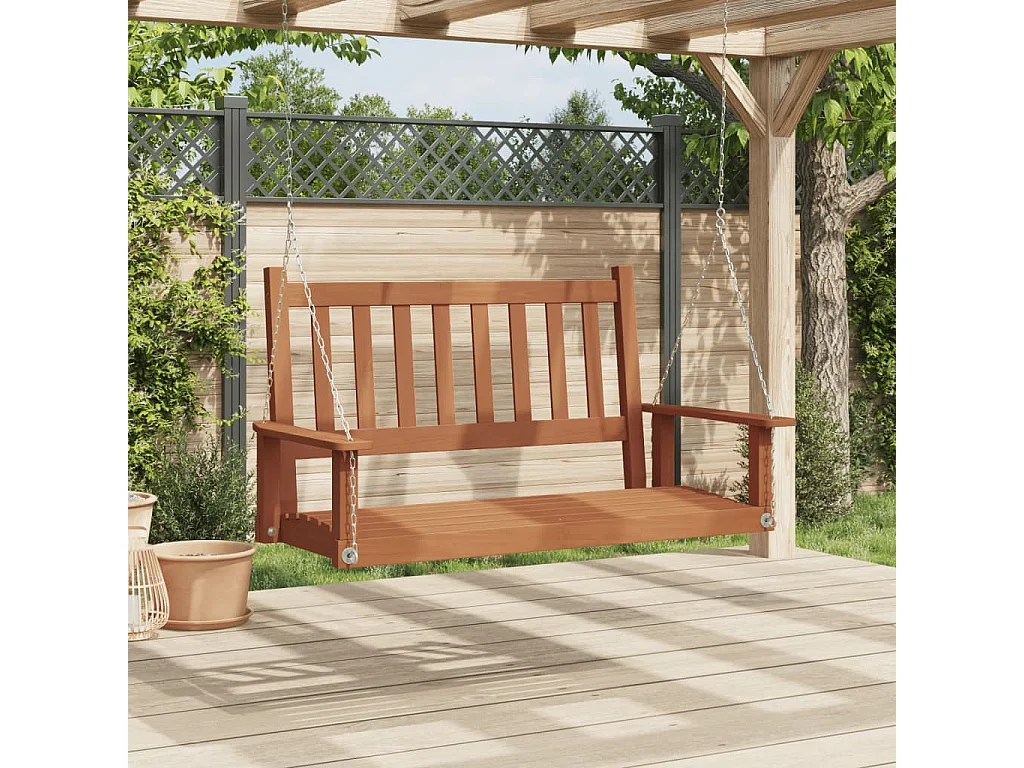 Banc de balançoire de jardin chaînes en métal bois massif sapin