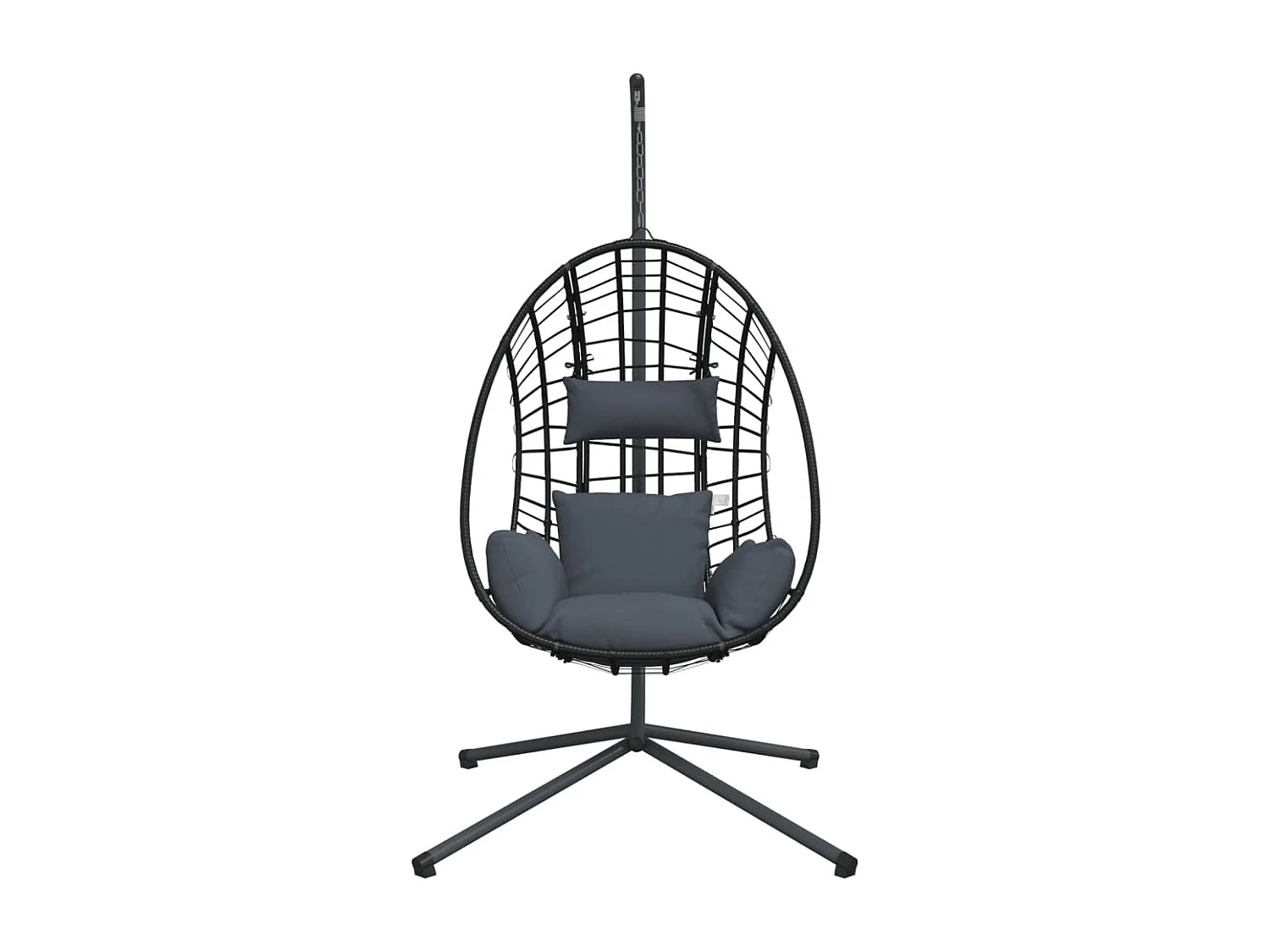 Egg hangstoel antraciet rotan en stalen onderstel