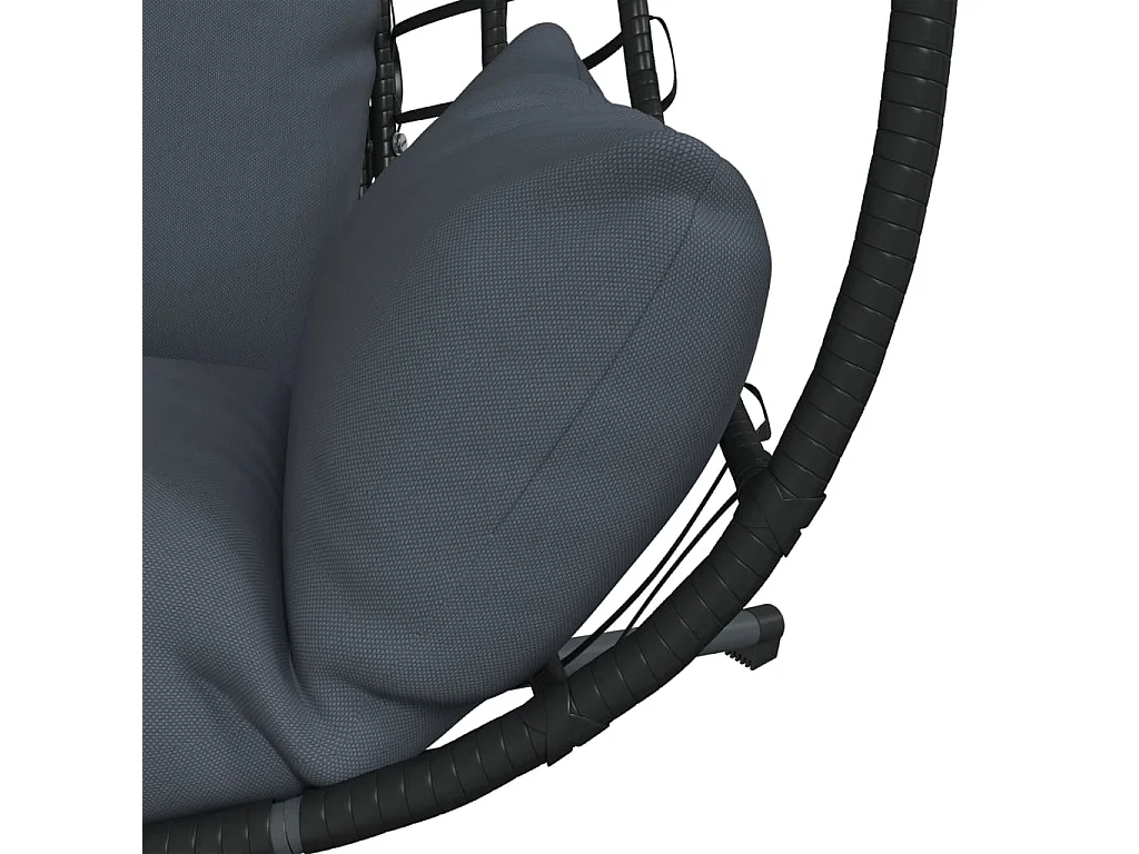 Chaise suspendue œuf support anthracite rotin et acier