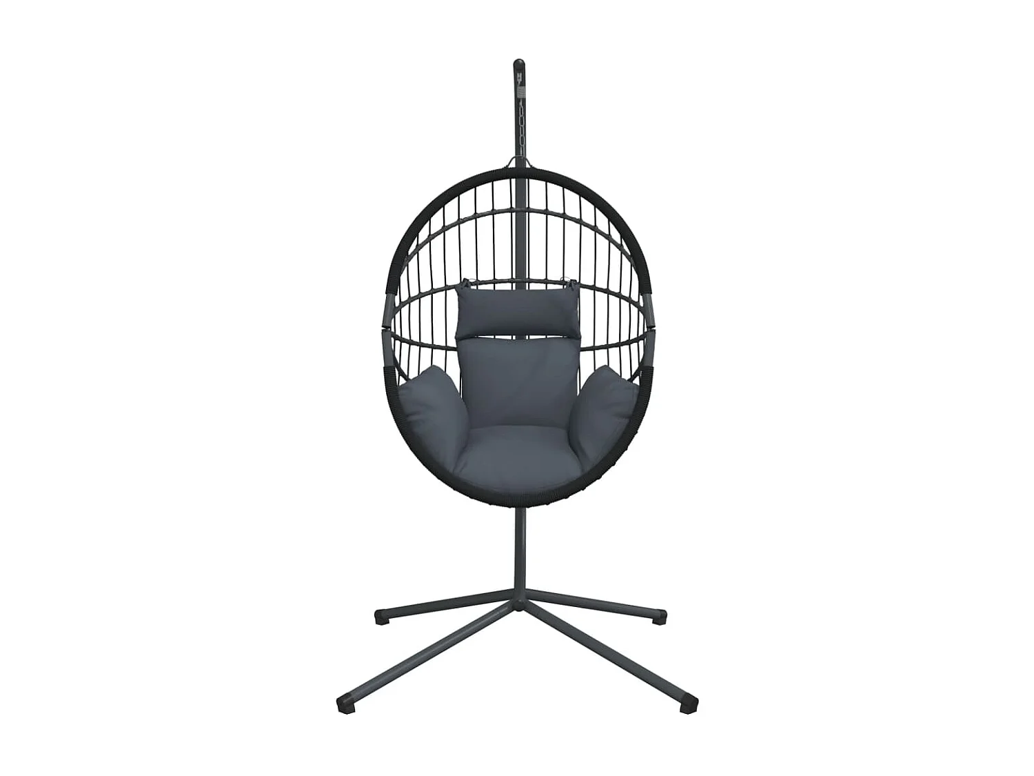 Poltroncina sospesa a forma di uovo con supporto antracite