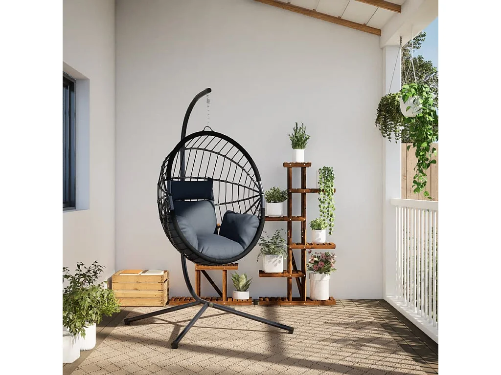 Chaise suspendue en forme d'œuf avec support anthracite