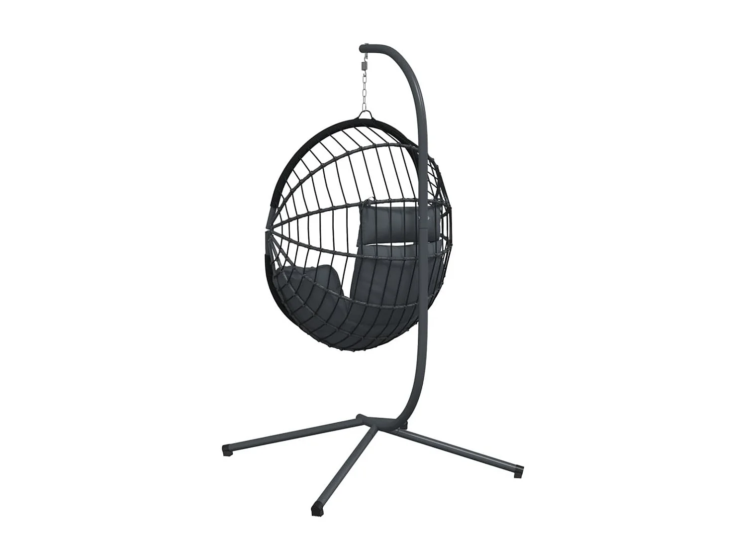 Chaise suspendue en forme d'œuf avec support anthracite