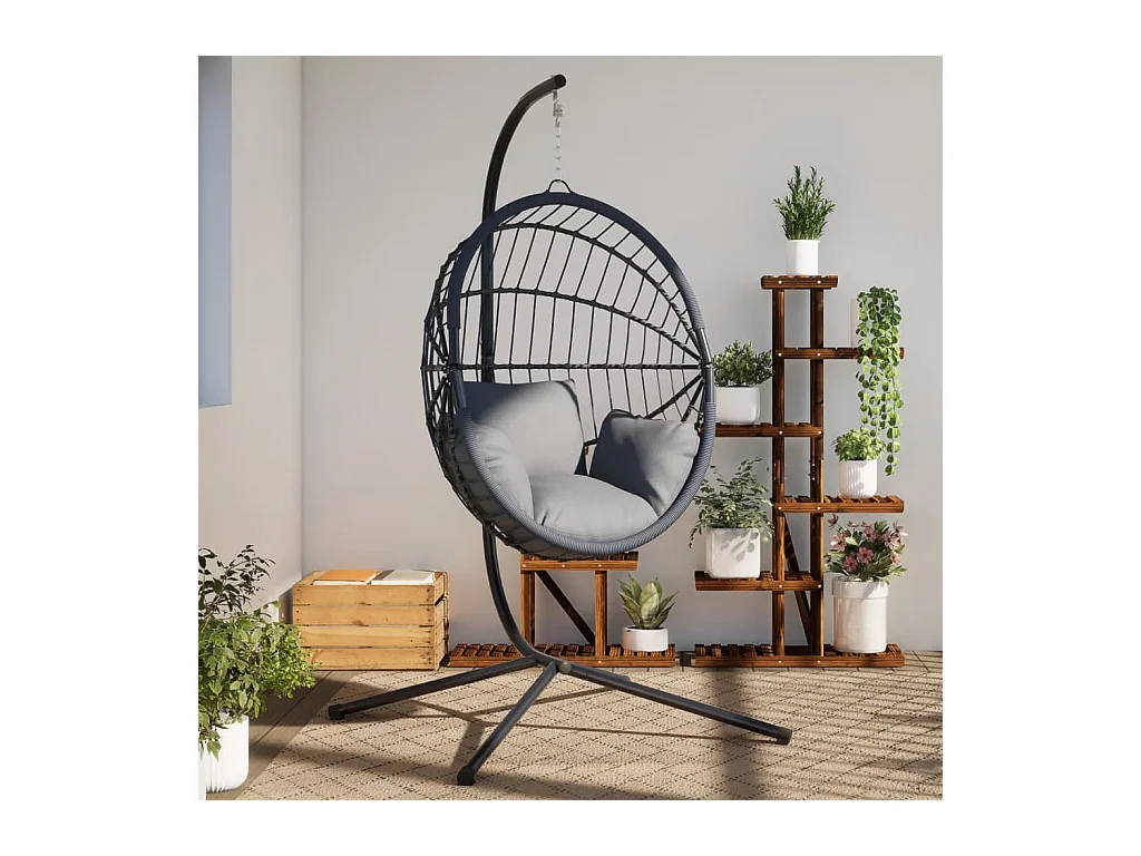 Support de chaise suspendue en forme d'œuf anthracite acier