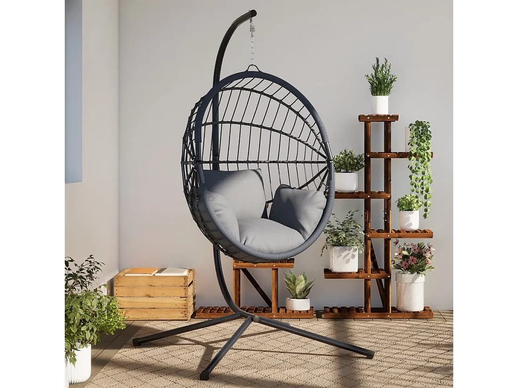 Suporte para cadeira suspensa oval em aço antracite