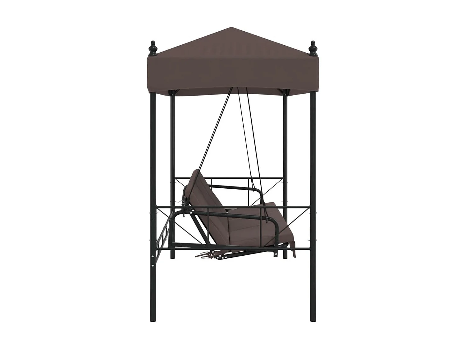 Tuinschommel met koffiebruine stalen luifel