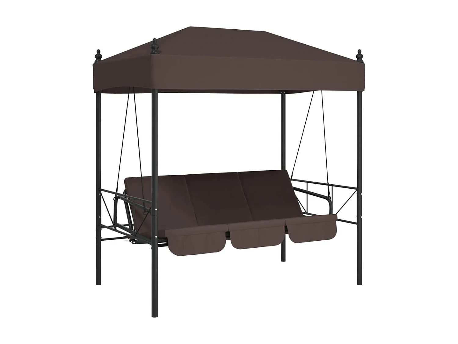 Balancelle de jardin avec auvent marron café acier