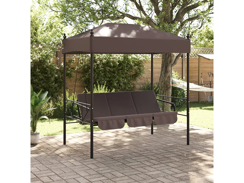 Balancelle de jardin avec auvent marron café acier