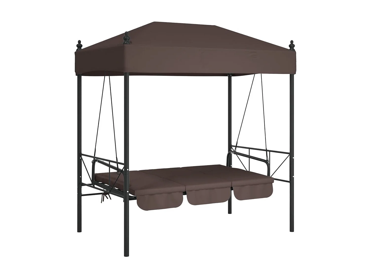 Balancelle de jardin avec auvent marron café acier