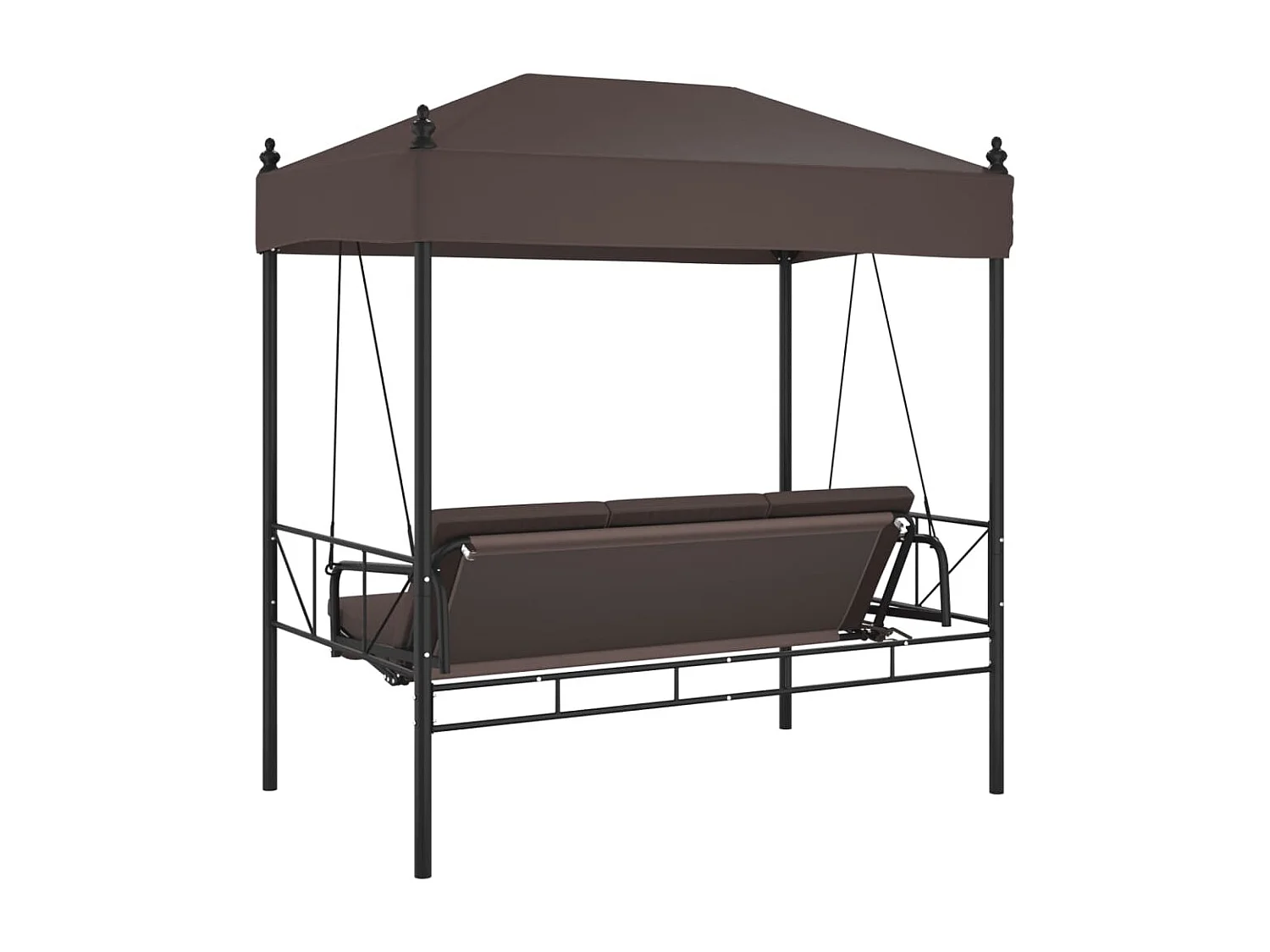 Balancelle de jardin avec auvent marron café acier