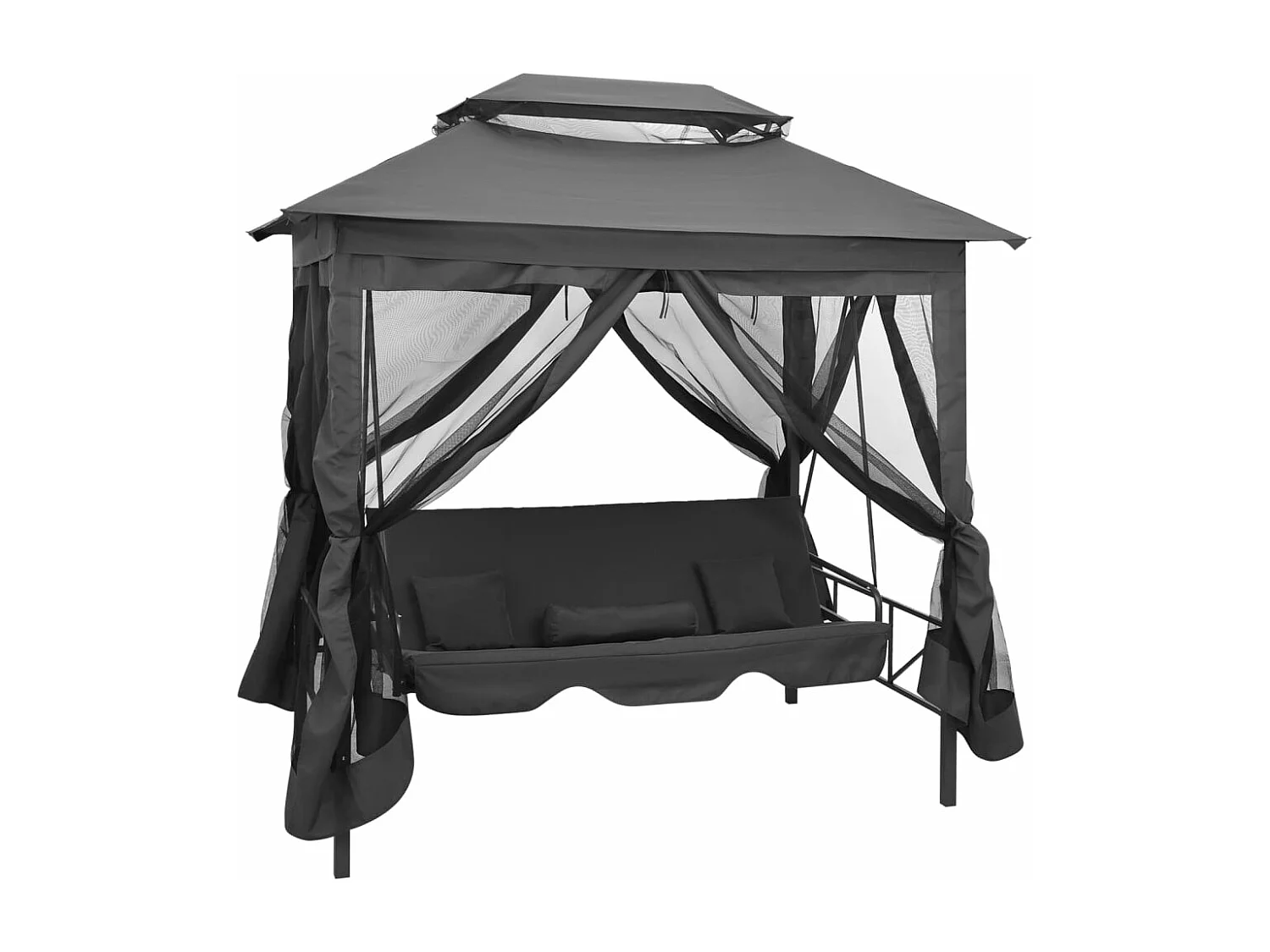 Balancelle convertible à auvent Anthracite 220x160x240 cm Acier