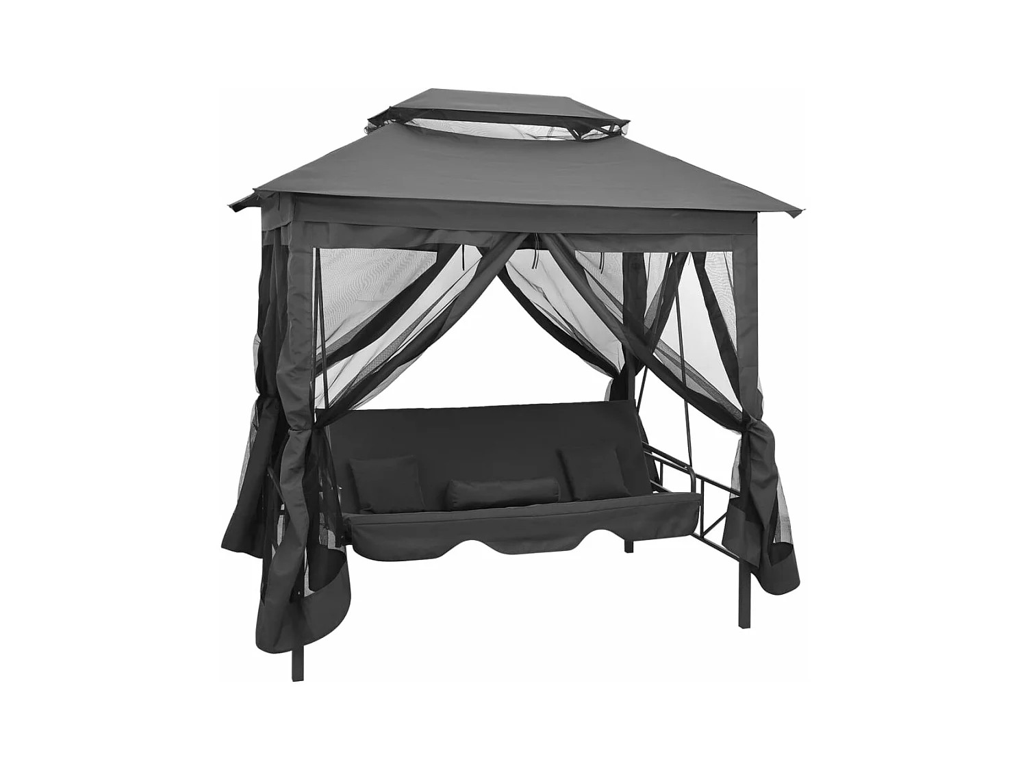 Cabrio-Schaukel mit Markise Anthrazit 220x160x240 cm Stahl
