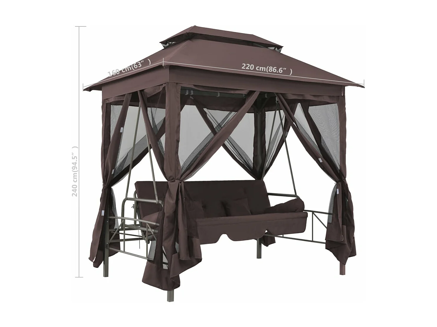 Belvédère convertible en balancelle Café