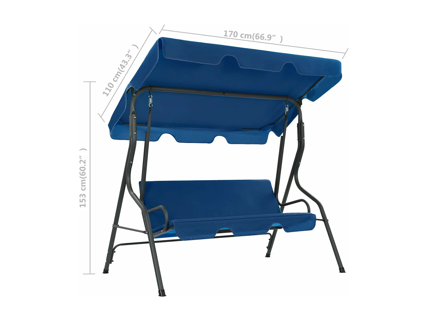 Columpio de jardín de tela azul oscuro 170 x 110 x 153 cm