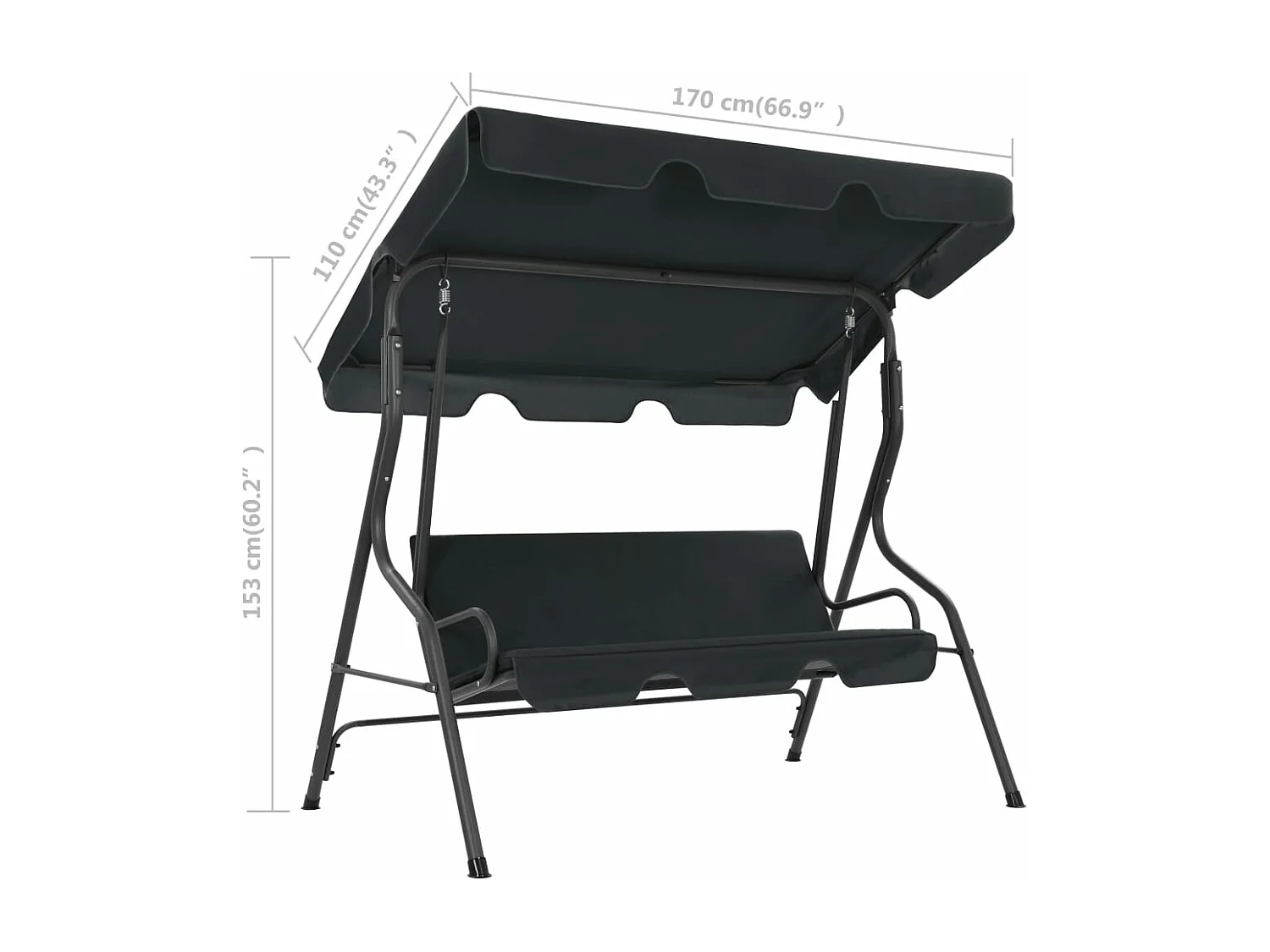 Balancelle de jardin Anthracite 170 x 110 x 153 cm