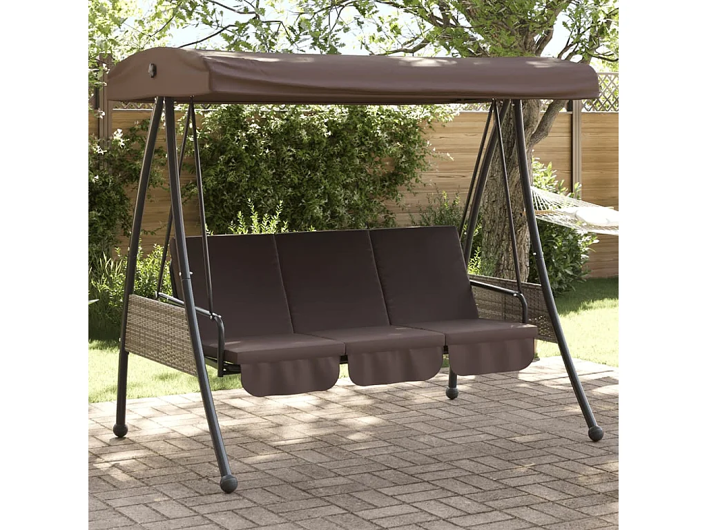 Balancelle de jardin avec auvent réglable marron café acier