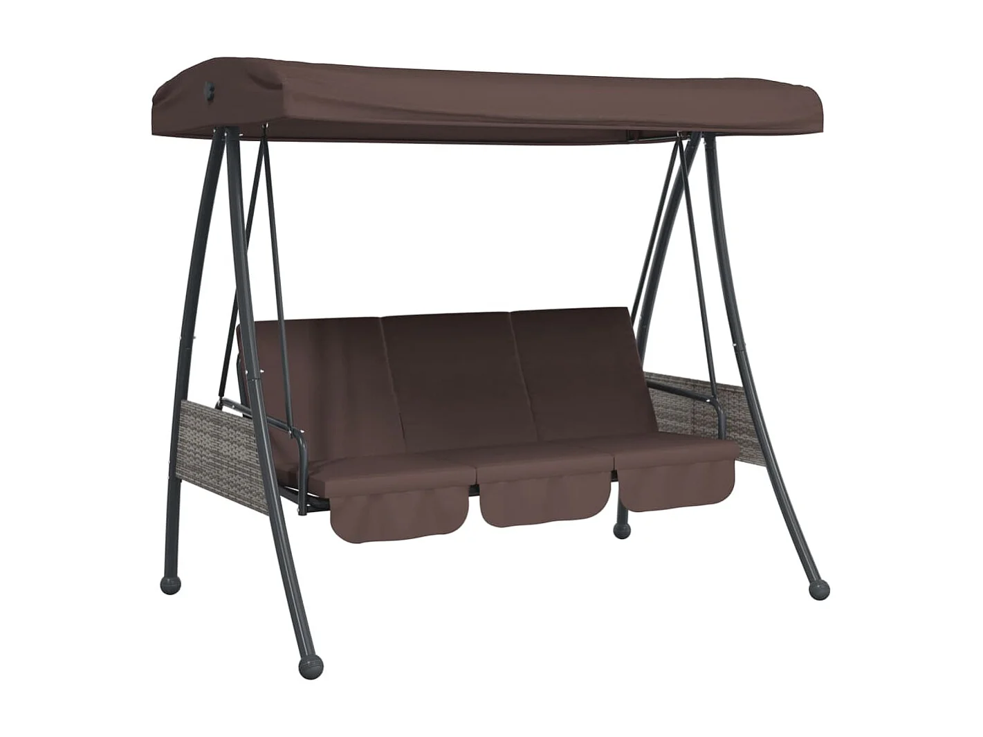 Balancelle de jardin avec auvent réglable marron café acier