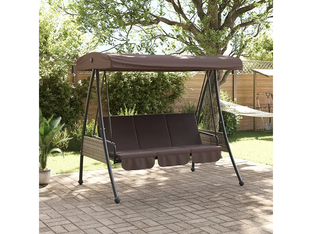 Balancelle de jardin avec auvent réglable marron café acier