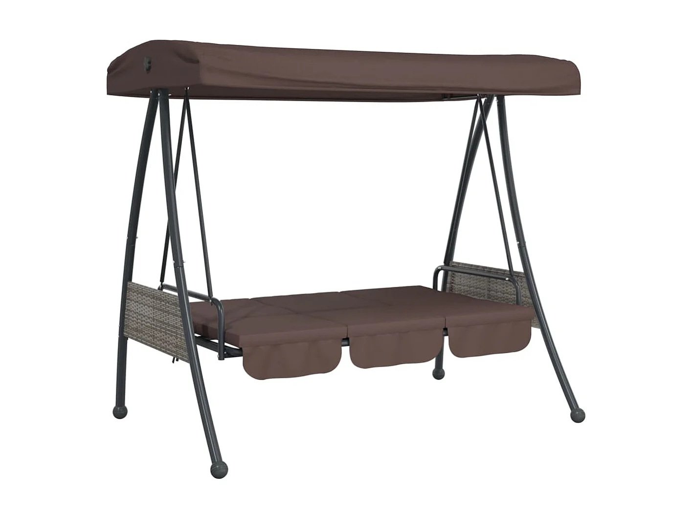 Balancelle de jardin avec auvent réglable marron café acier