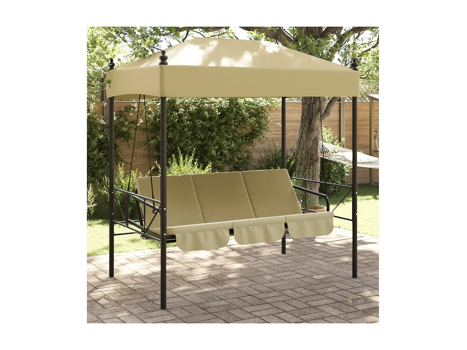 Balancelle de jardin avec auvent sable acier