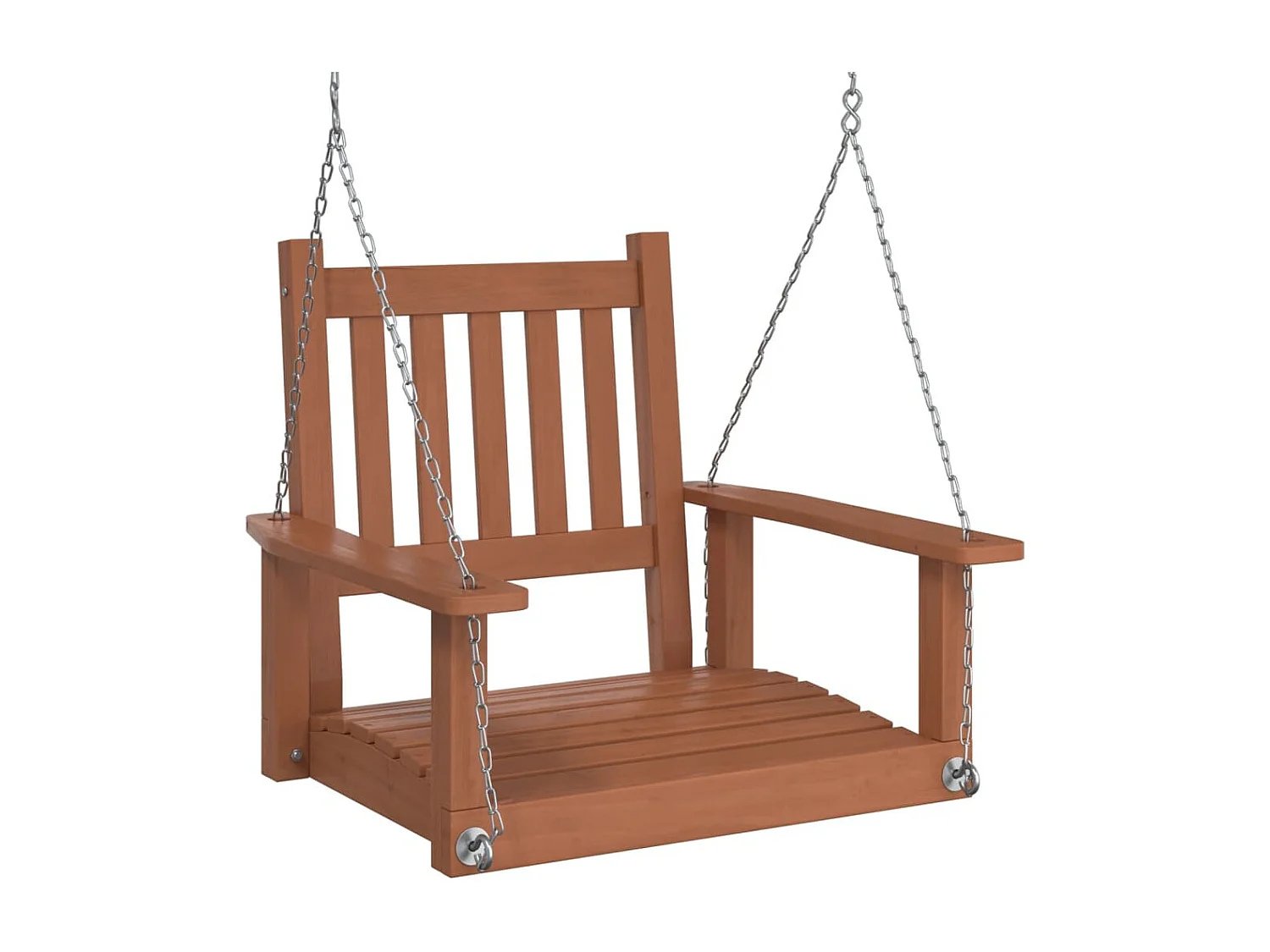 Cadeira de balanço de jardim com correntes de metal em madeira maciça de abeto