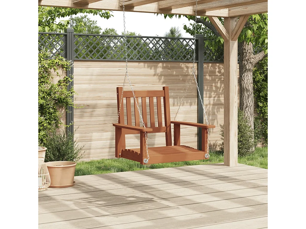 Cadeira de balanço de jardim com correntes de metal em madeira maciça de abeto