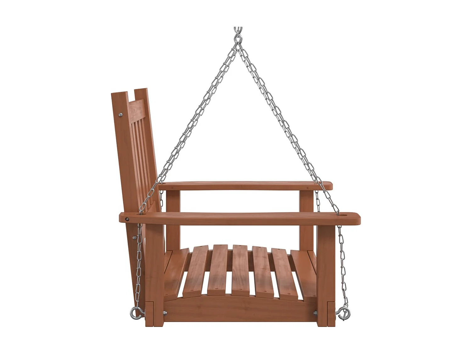 Cadeira de balanço de jardim com correntes de metal em madeira maciça de abeto