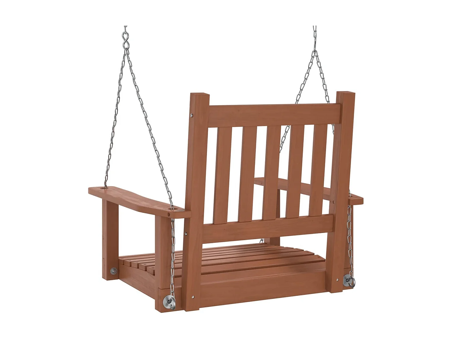 Cadeira de balanço de jardim com correntes de metal em madeira maciça de abeto
