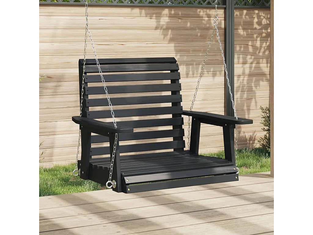 Chaise balançoire de jardin chaînes en métal bois massif sapin