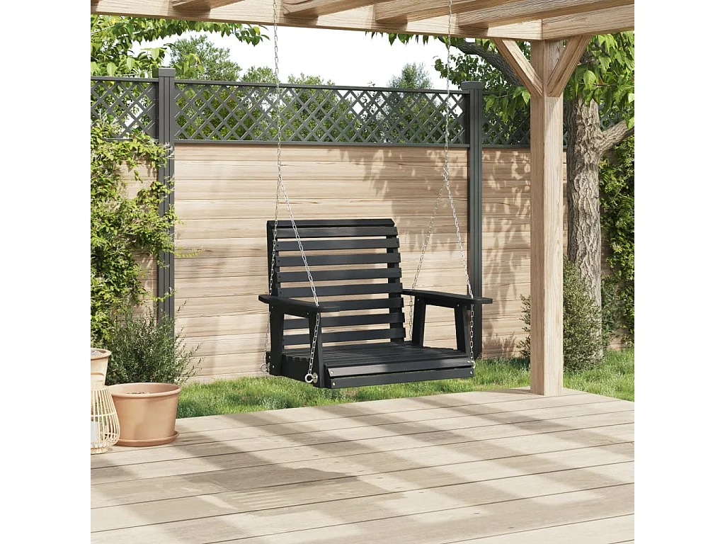 Chaise balançoire de jardin chaînes en métal bois massif sapin