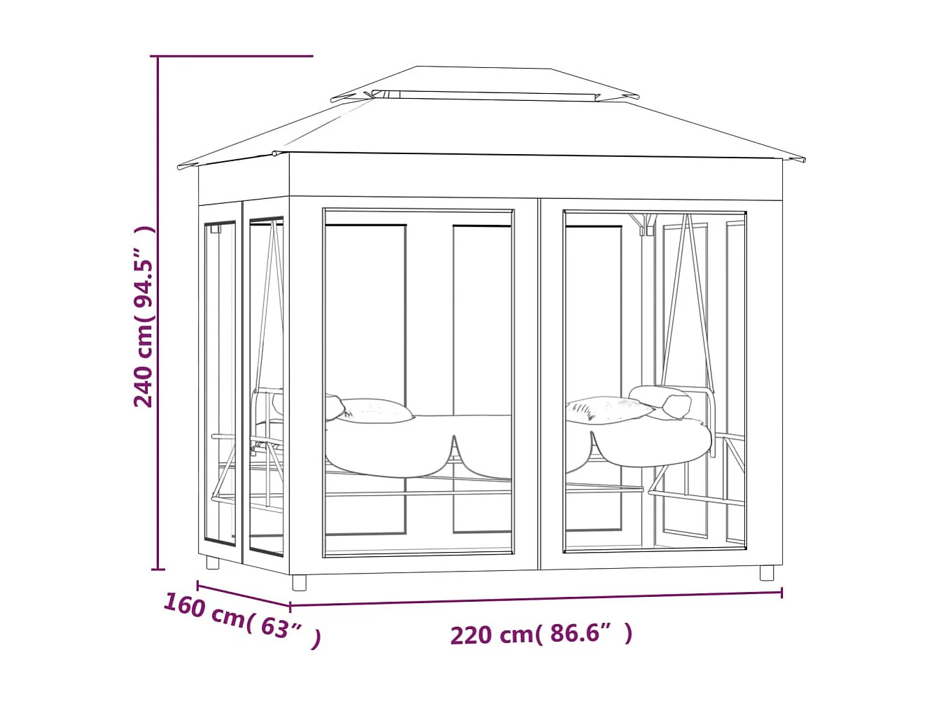 Belvédère convertible en balancelle Blanc crème