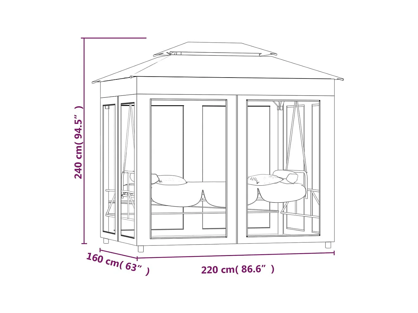 Belvédère convertible en balancelle Blanc crème