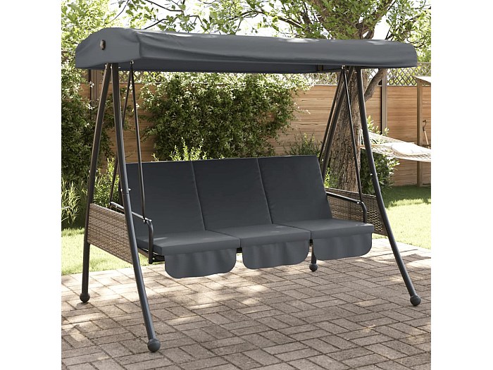 Panchina A Dondolo VidaXL Con Tettoia – In Acciaio, Convertibile In Letto | Grigio Antracite - Foto 12
