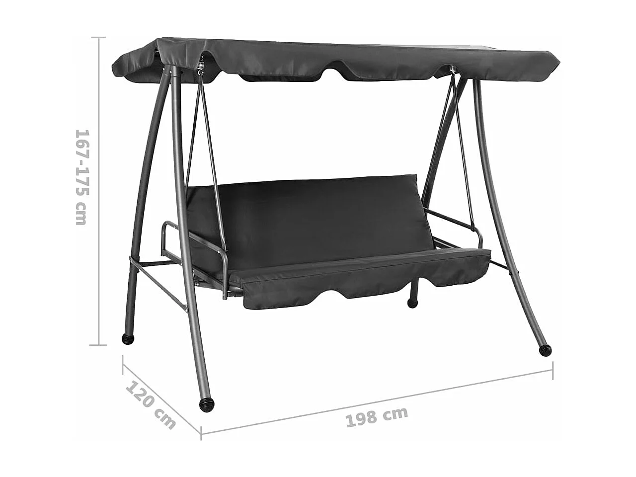 Balancelle de jardin avec auvent Anthracite 192x118x175cm Acier