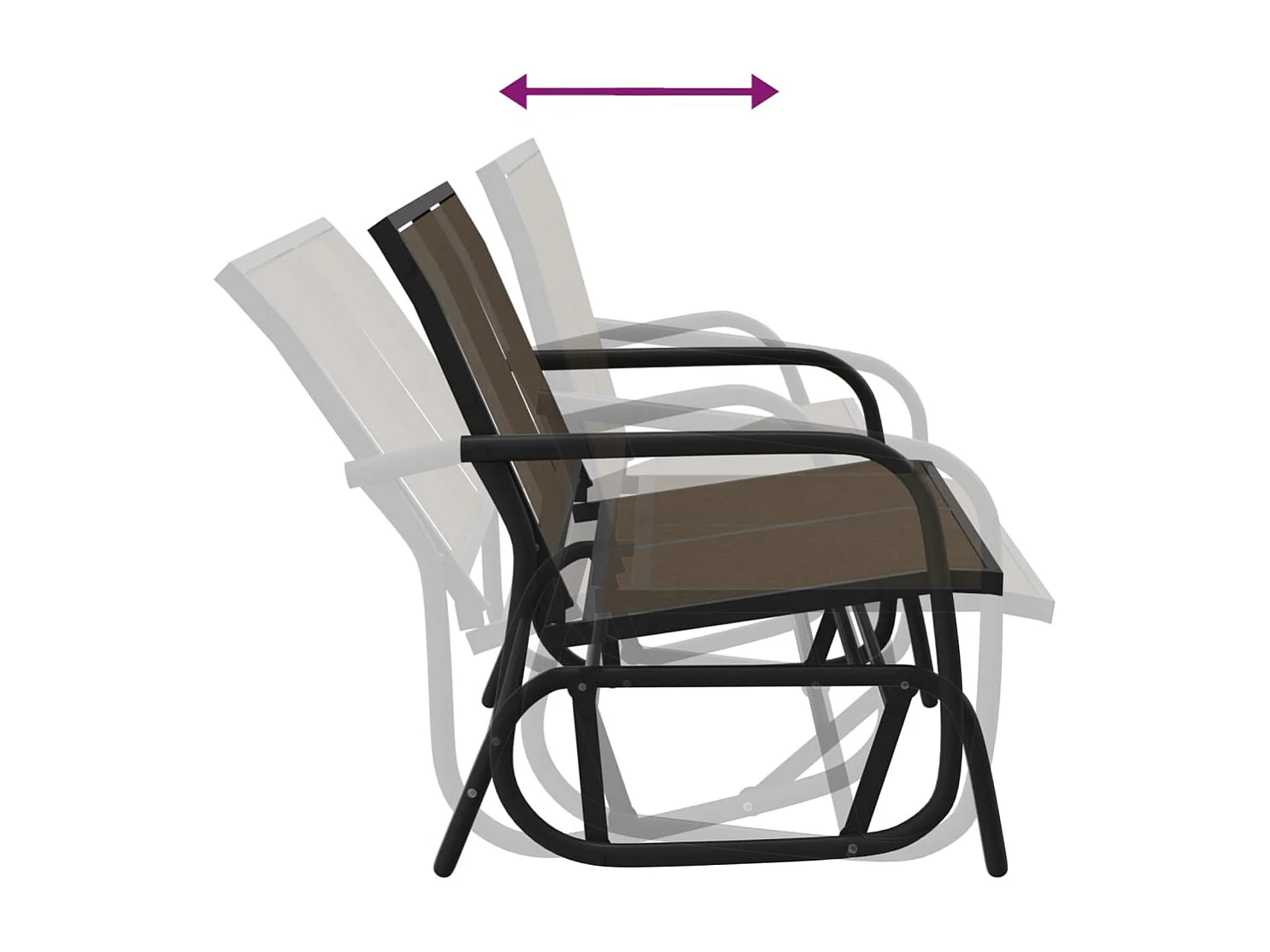 Banc oscillant de jardin marron 120,5x76x86,5cm textilène/acier