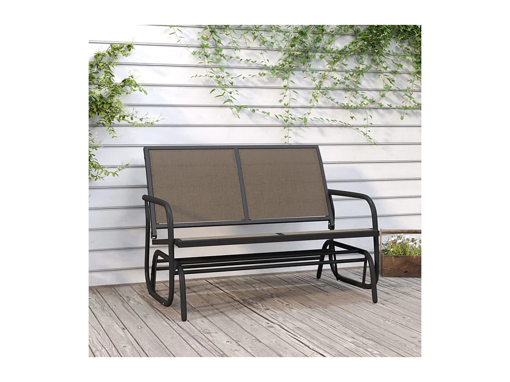 Banc oscillant de jardin marron 120,5x76x86,5cm textilène/acier