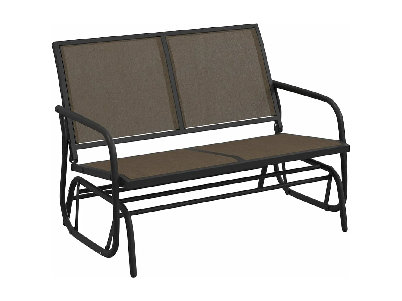 Banc oscillant de jardin marron 120,5x76x86,5cm textilène/acier