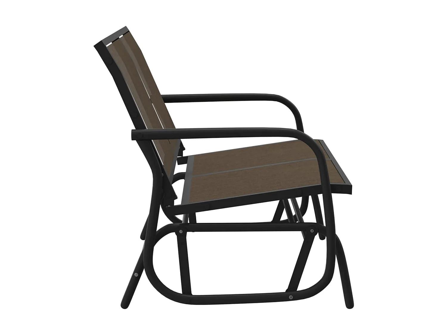 Banc oscillant de jardin marron 120,5x76x86,5cm textilène/acier