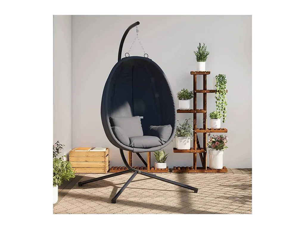Chaise suspendue en forme d'œuf avec support anthracite