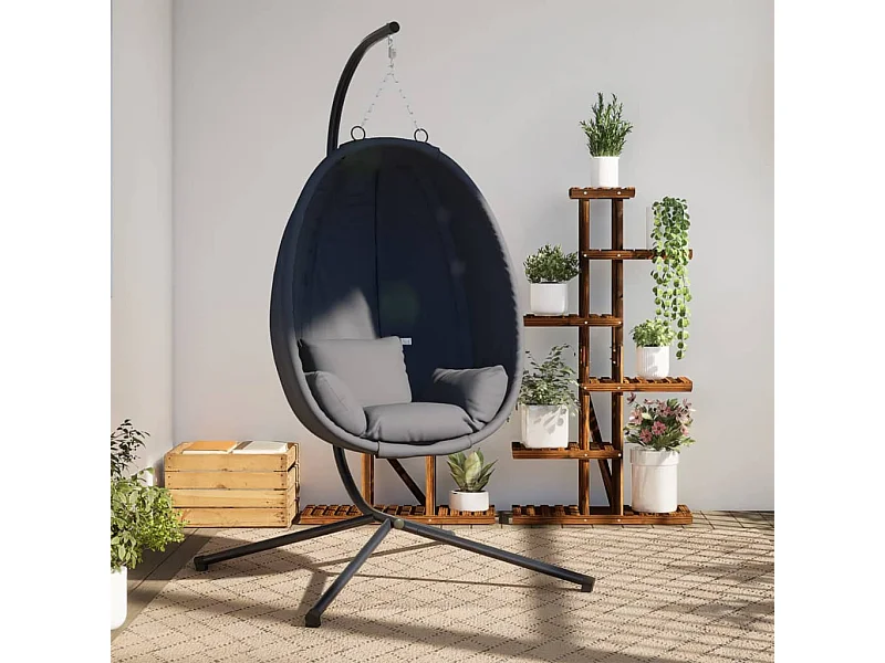 Chaise suspendue en forme d'œuf avec support anthracite