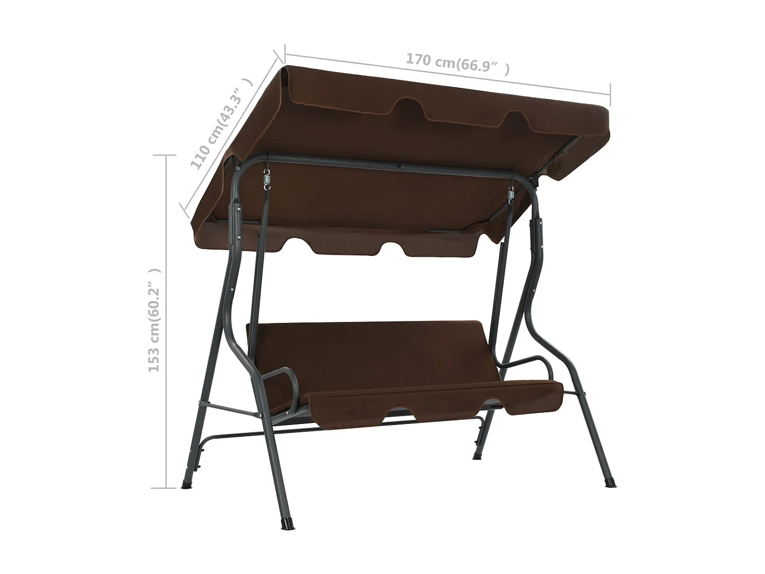 Balancelle de jardin Café 170 x 110 x 153 cm