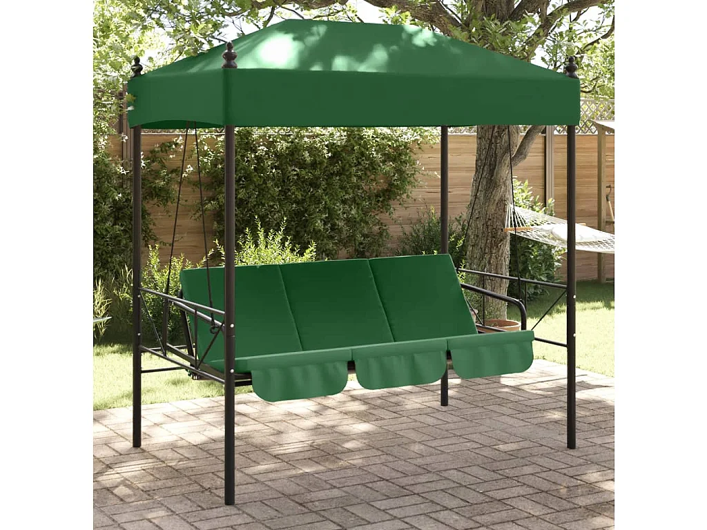 Balancelle de jardin avec auvent vert acier