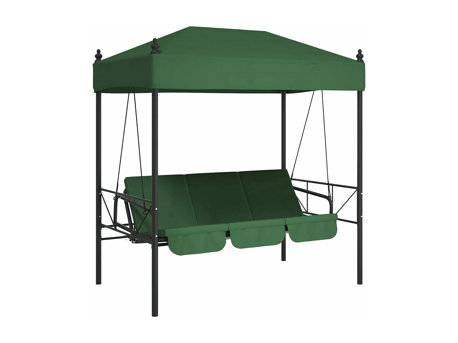 Balancelle de jardin avec auvent vert acier