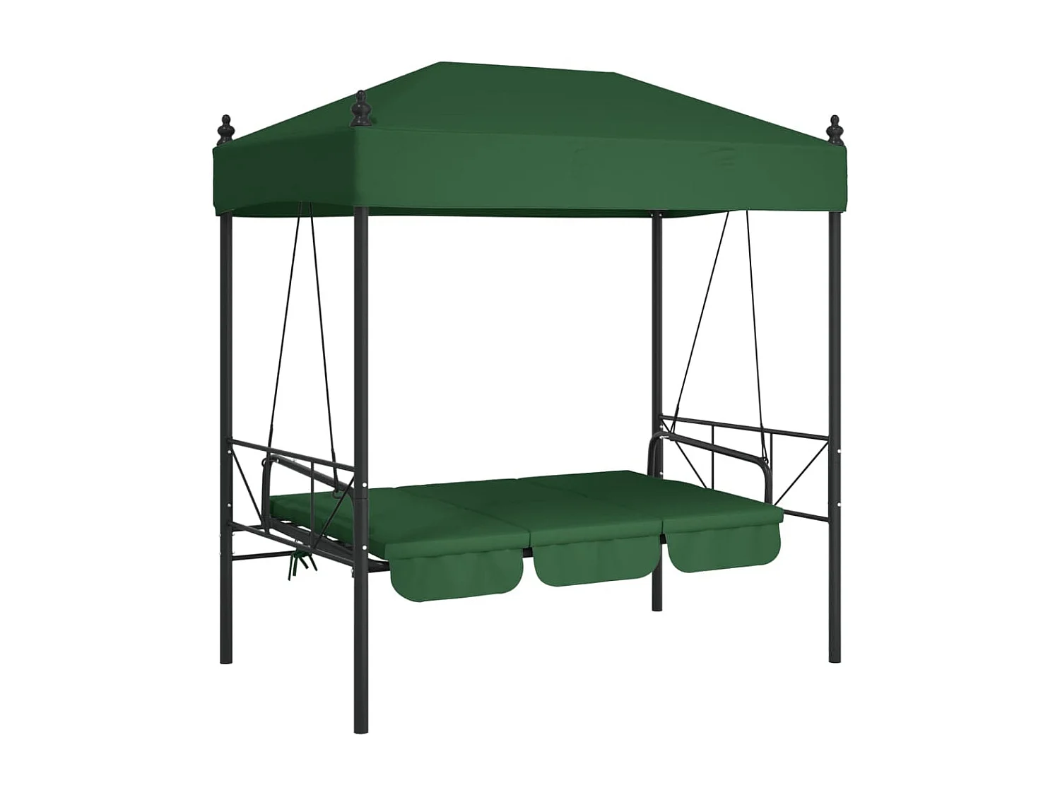 Balancelle de jardin avec auvent vert acier