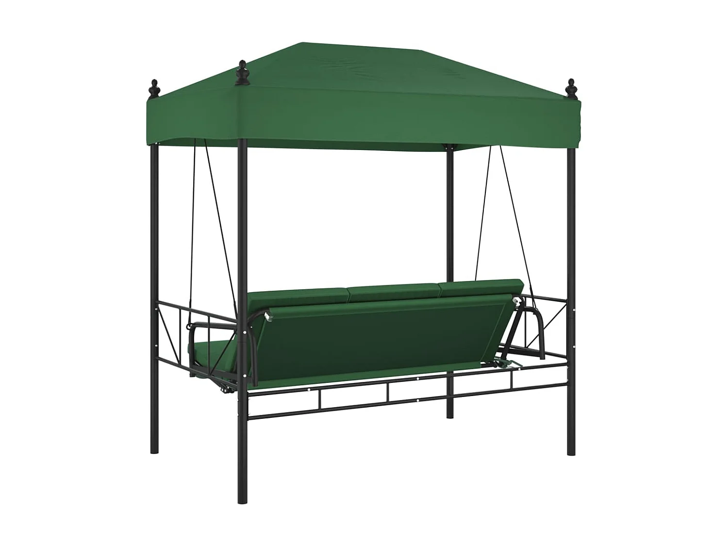 Balancelle de jardin avec auvent vert acier