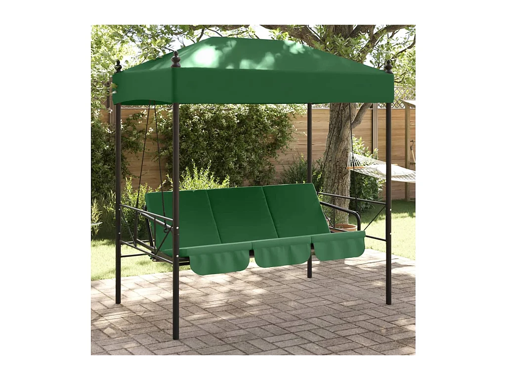 Balancelle de jardin avec auvent vert acier
