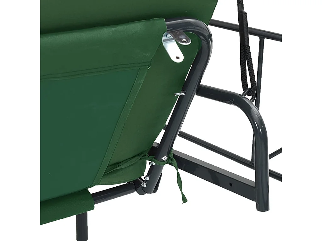 Altalena da giardino con tettoia in acciaio verde