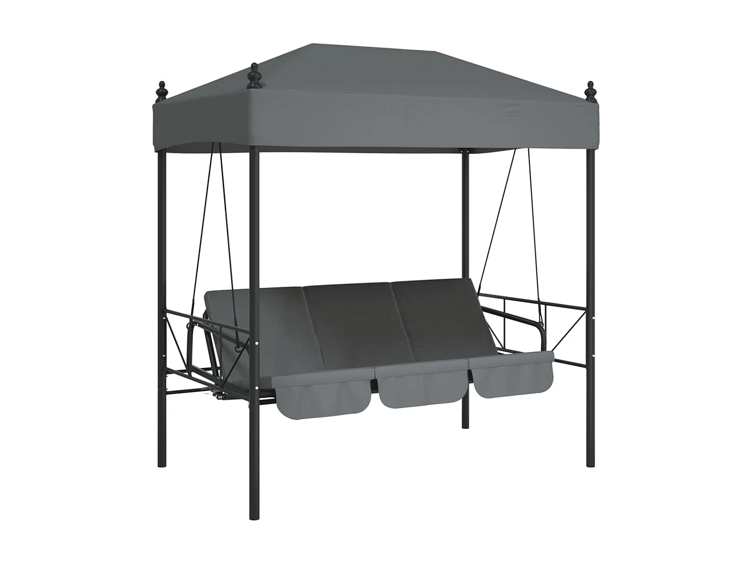 Balancelle de jardin avec auvent gris foncé acier