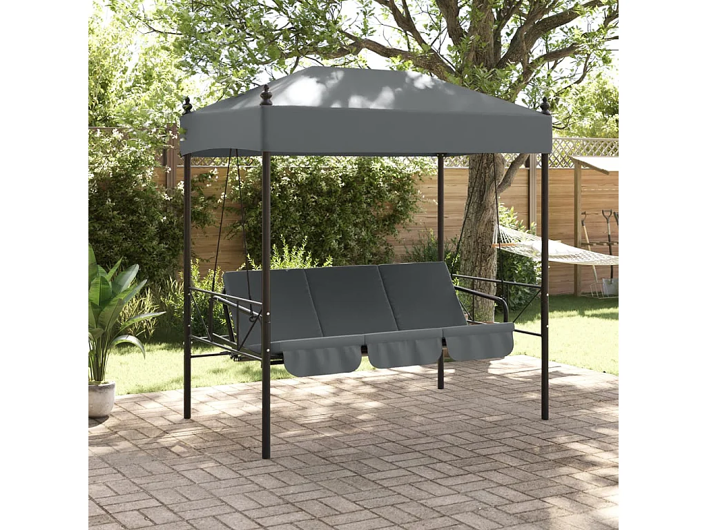 Balancelle de jardin avec auvent gris foncé acier