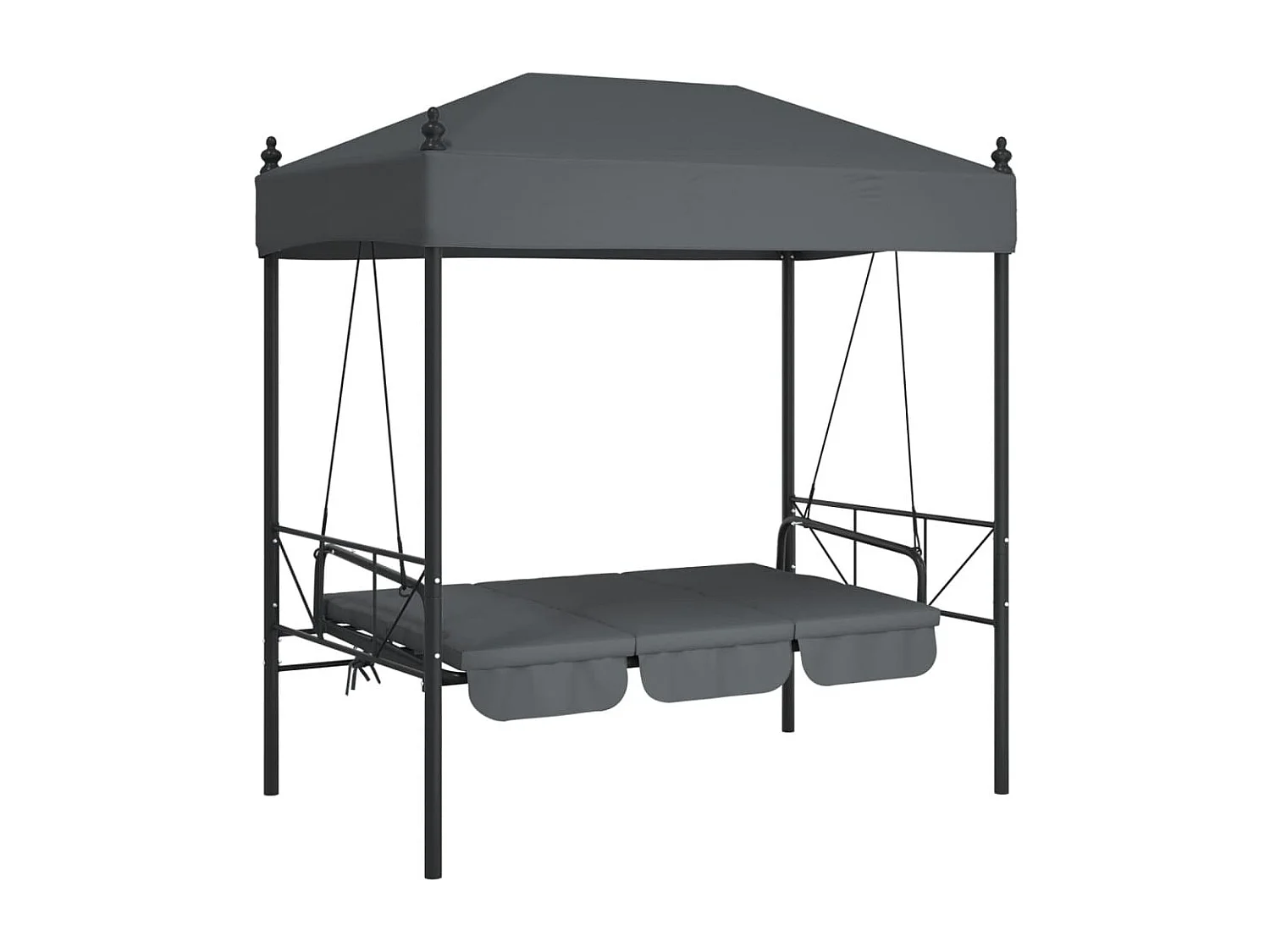 Balancelle de jardin avec auvent gris foncé acier