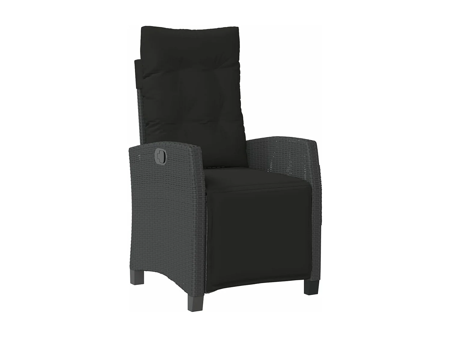 Set da Pranzo da Giardino 5 pz Nero con Cuscini in Polyrattan